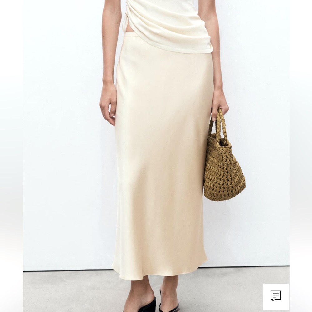 Mango midi satin skirt